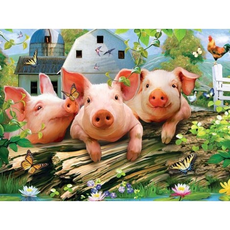 Drei Cartoon Schweine Diamond Painting