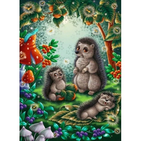 Igel Karikatur Familie Diamond Painting